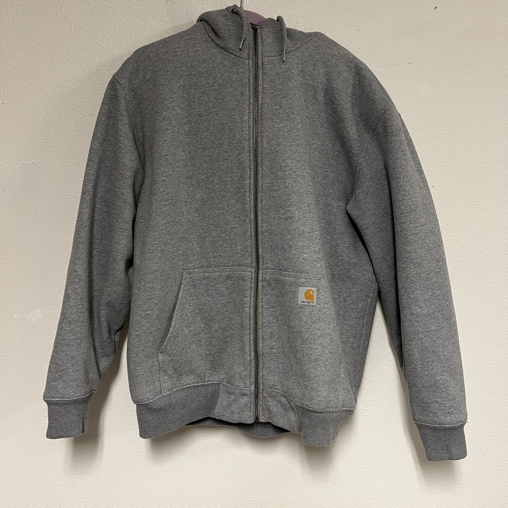 Carhartt Hoodie Men's Size XL Grey Full Zip Sherpa Fleece Lined 101062 GUC